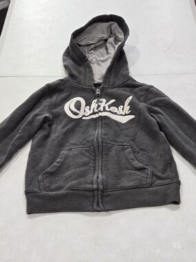 OshKosh B'gosh Dark Gray Zip Hoodie with Cream Script Logo